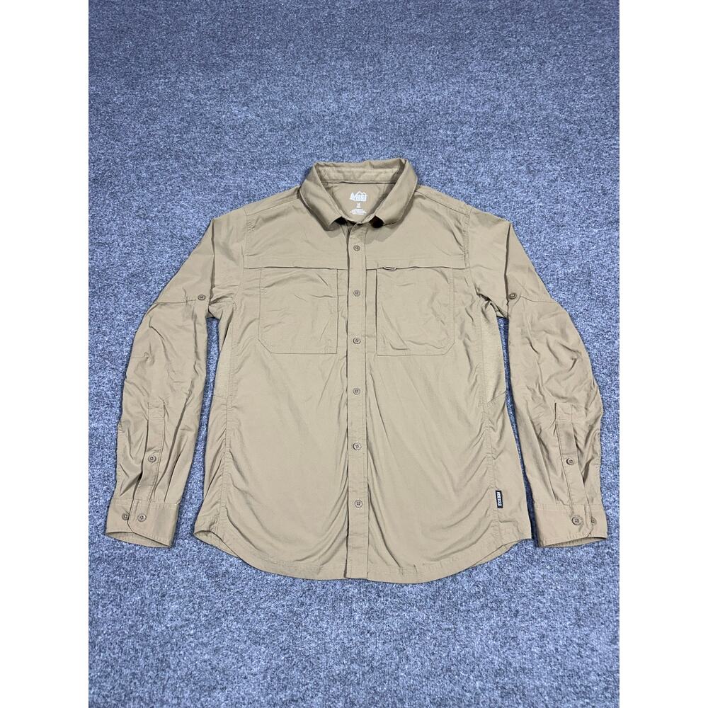 REI Co-Op Mens Shirt Medium Long Sleeve Khaki Tan Button Up
